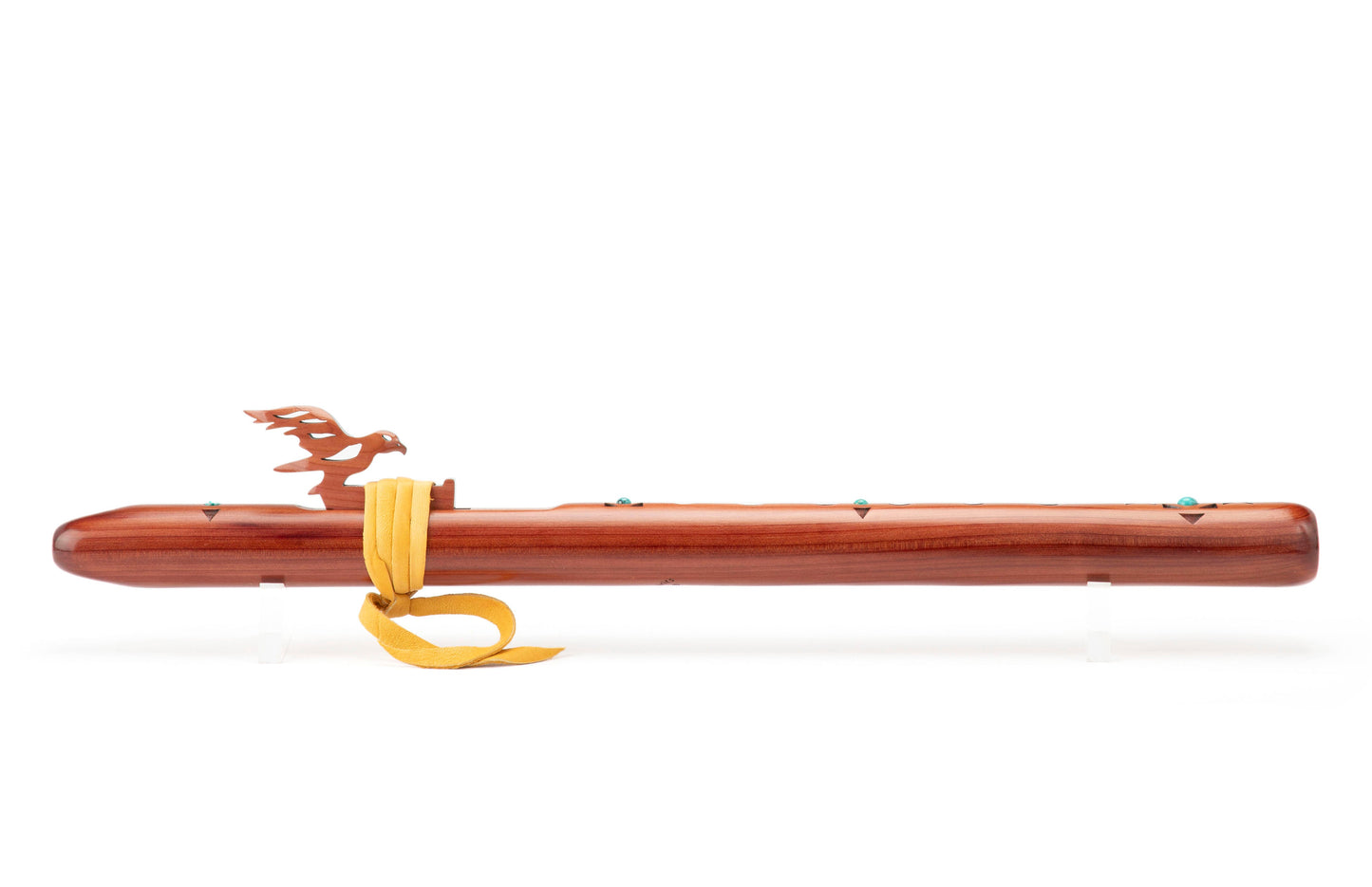 High Spirits Native American Style Flute Sparrowhawk "A", Aromatic Cedar With Turquoise Inlay Native American Flutes High Spirits Flutes