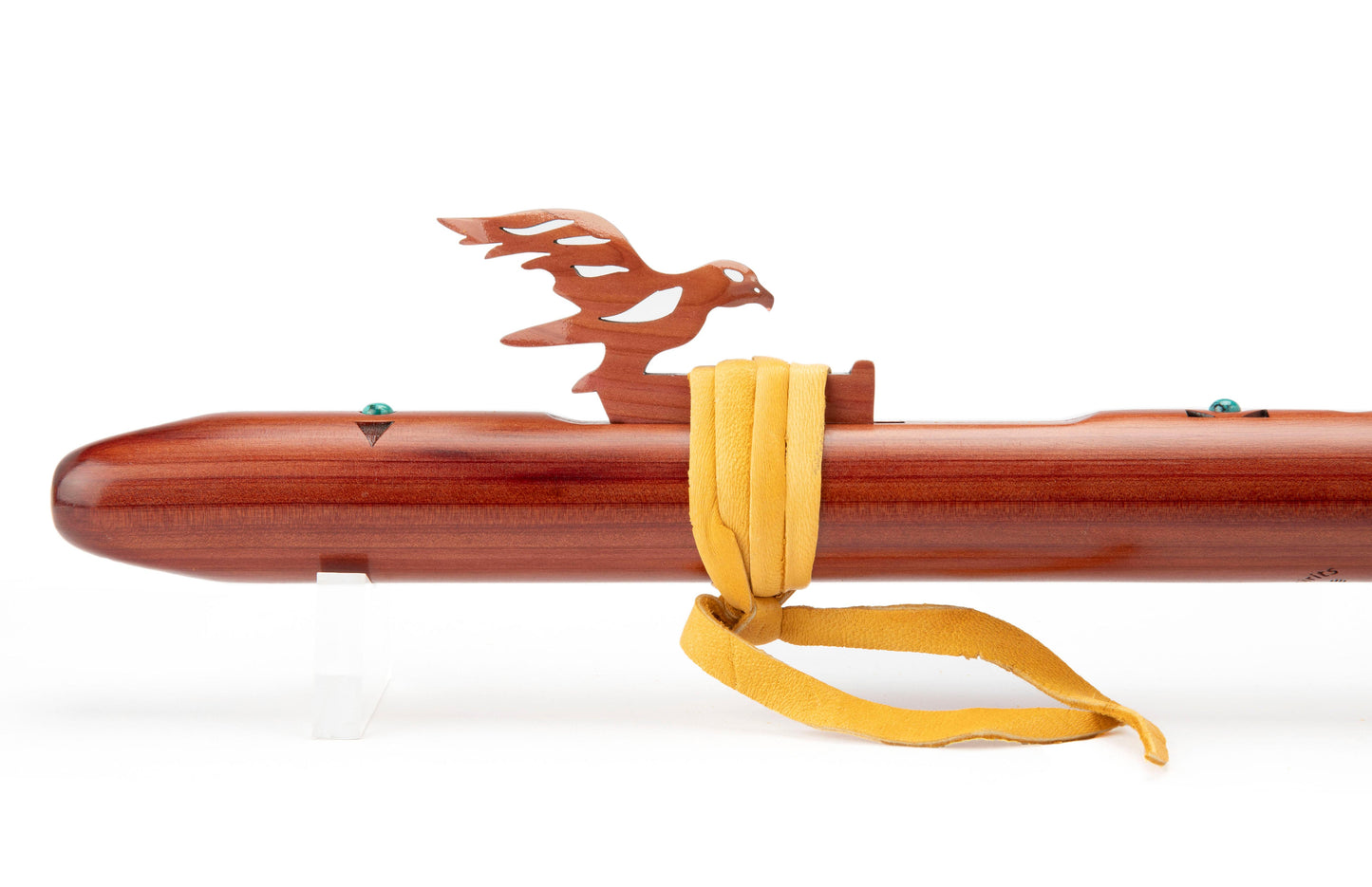 High Spirits Native American Style Flute Sparrowhawk "A", Aromatic Cedar With Turquoise Inlay Native American Flutes High Spirits Flutes