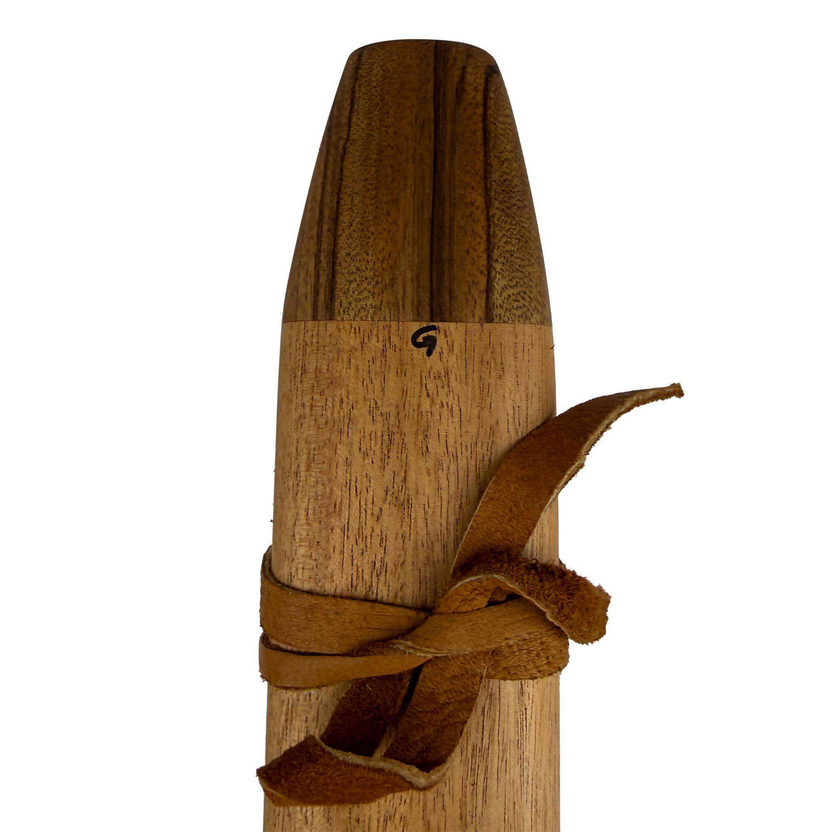 Native American Drone Flute in G minor by Nash Tavewa, Mahogany with Zebrawood Mouthpiece