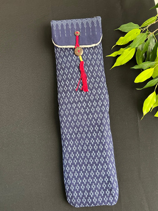 Little Fish Cotton Flute Bag - Blue Matrix - Medium Flute Bags Little Fish Artwork