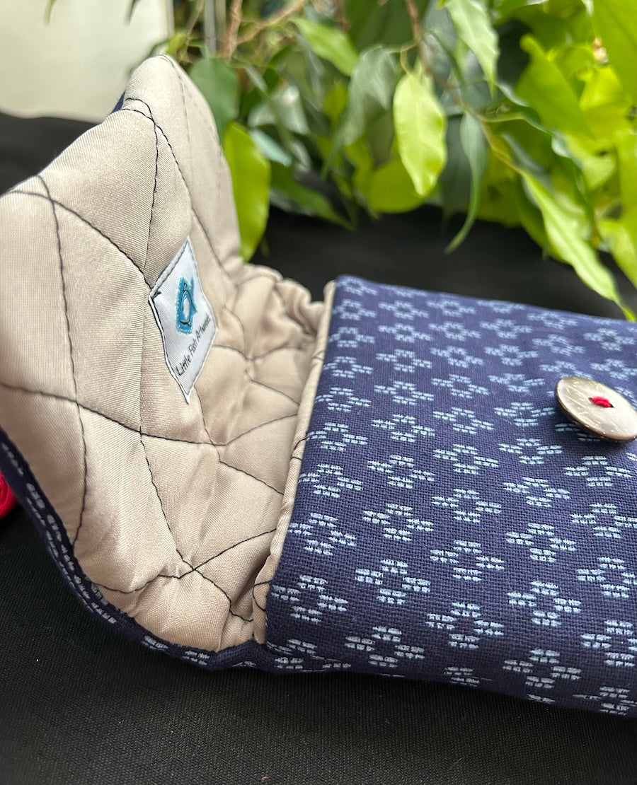 Little Fish Cotton Flute Bag - Blue Matrix - Medium Flute Bags Little Fish Artwork