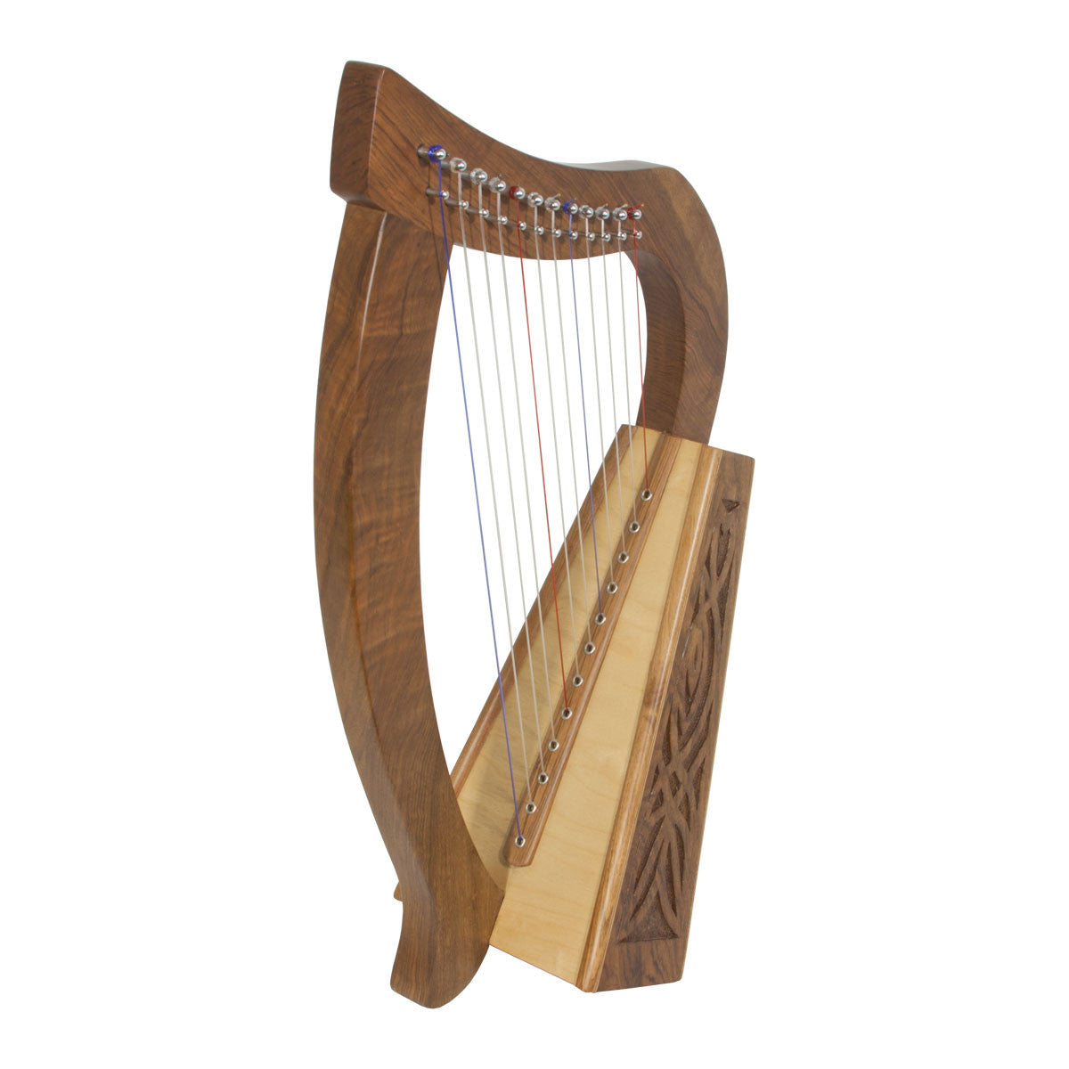 Roosebeck 21 Inch Baby Harp 12 String Walnut Knotwork + String Set + Tuning Tool Harps Roosebeck