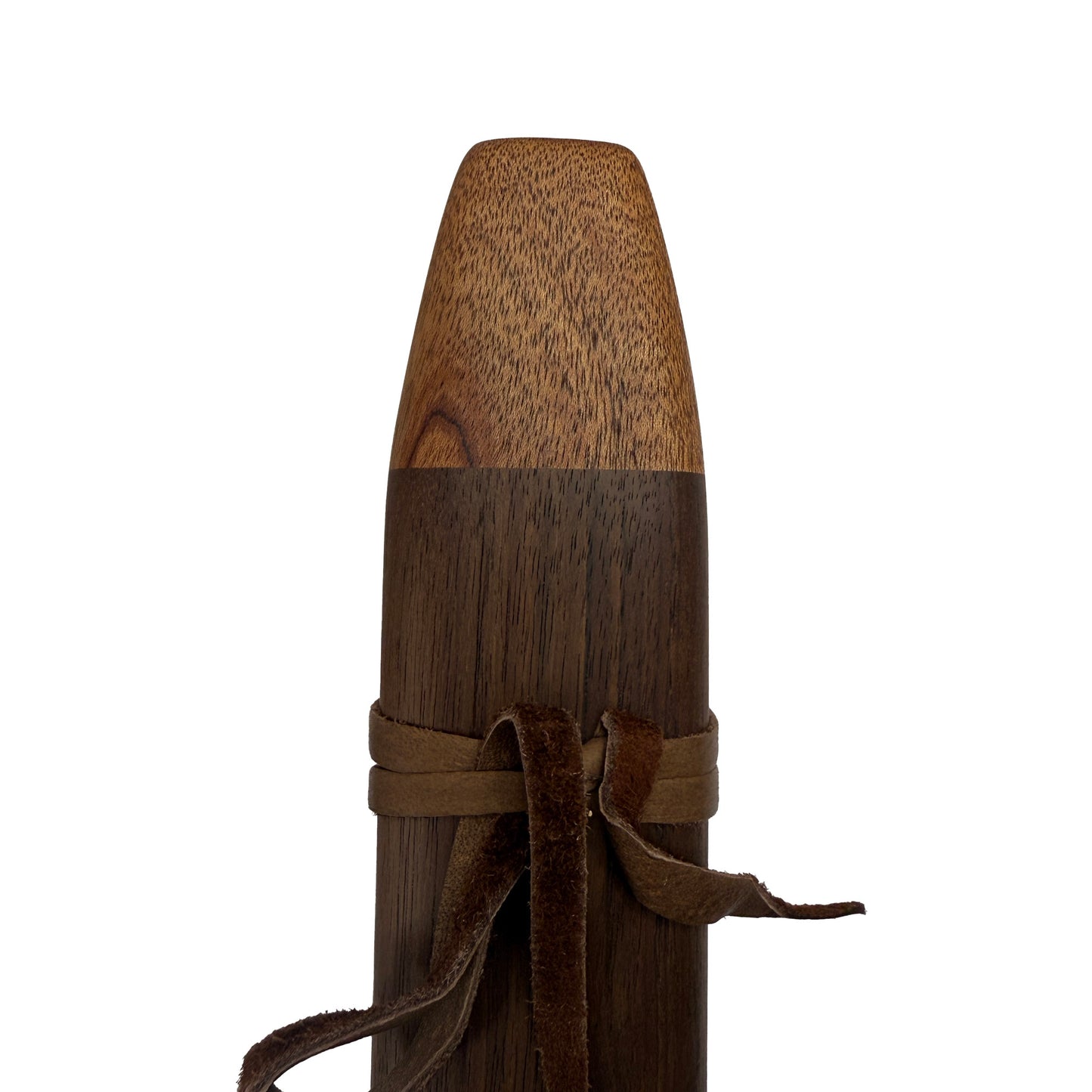 ナッシュ・タベワ作、ネイティブアメリカン・ダブルフルート ヘ短調、ペルー産ブラックウォルナット材、マホガニー製マウスピース