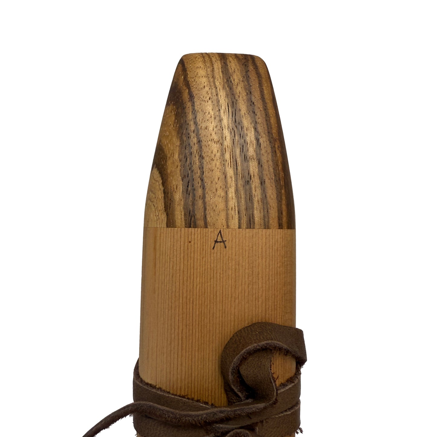 Native American Double Flute in A minor by Nash Tavewa, Western Red Cedar with Zebrawood Mouthpiece