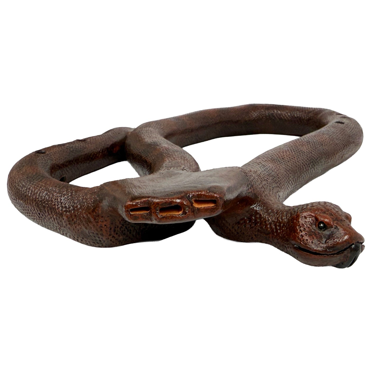 Native American Snake Triple Flute in F and C Minor, with Drone by Nash Tavewa, Ceramic