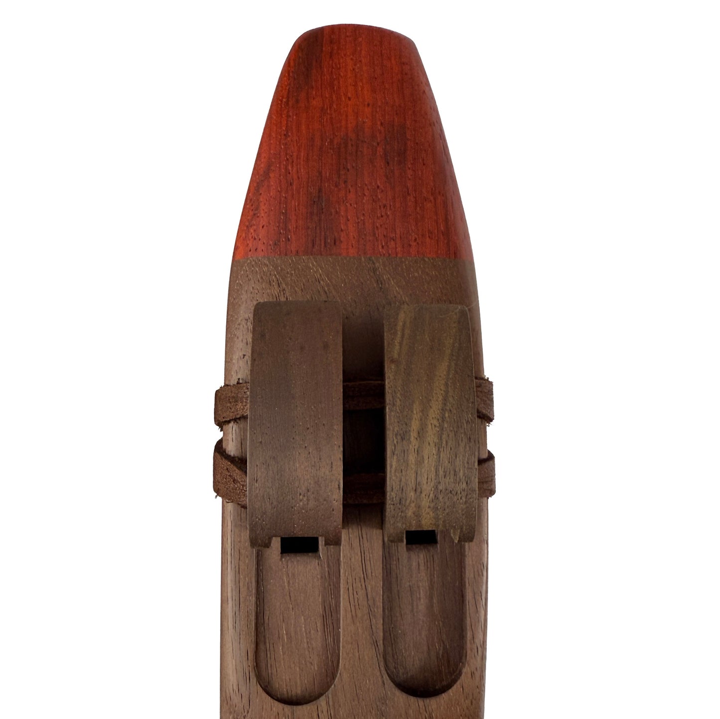 Native American Harmony Double Flute in D minor and A minor by Nash Tavewa, Peruvian Black Walnut with Padauk Mouthpiece