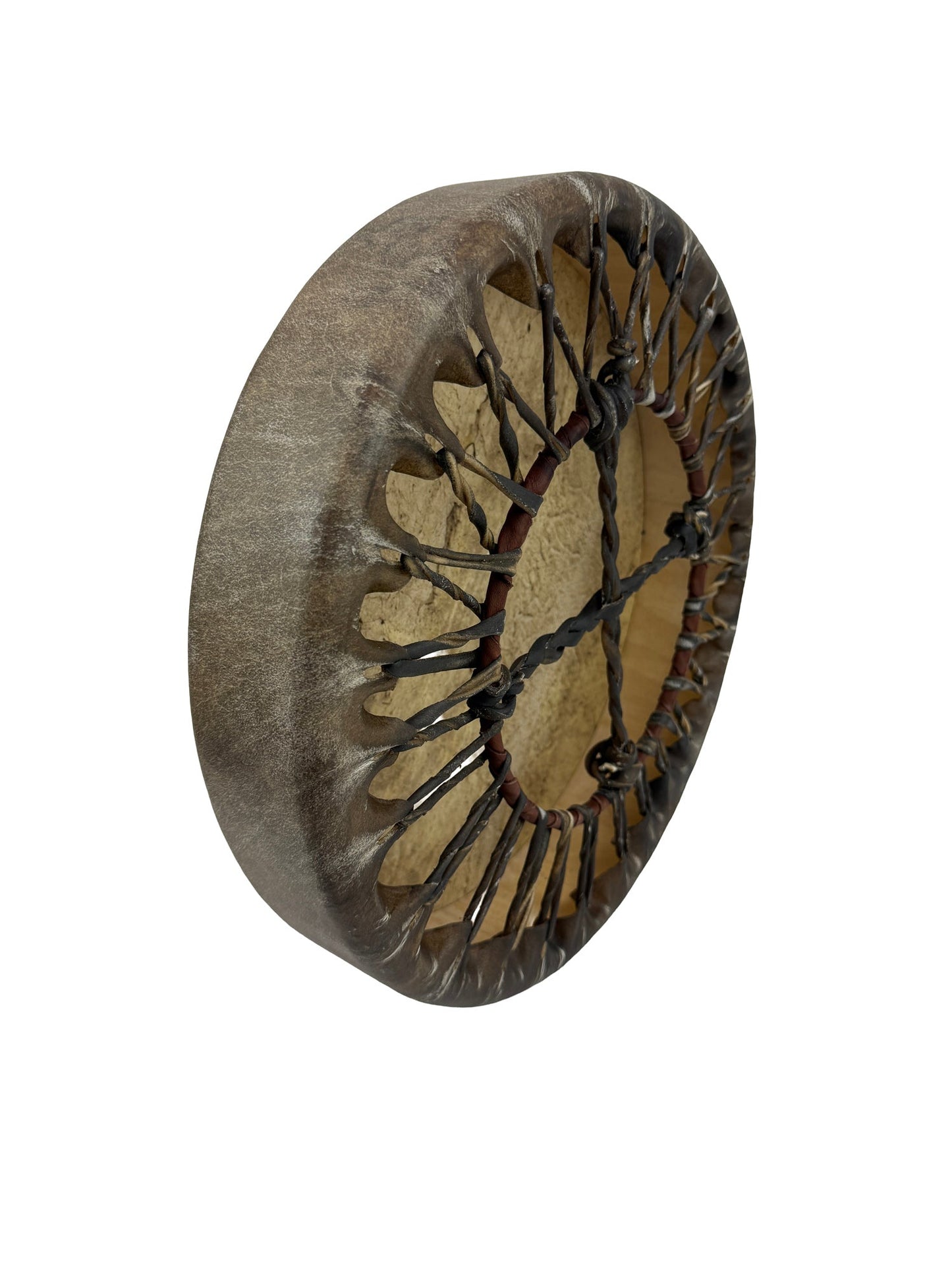Bison Hide Hand Drum, Single-Sided, 15-inch, with Beater, by Nash Tavewa