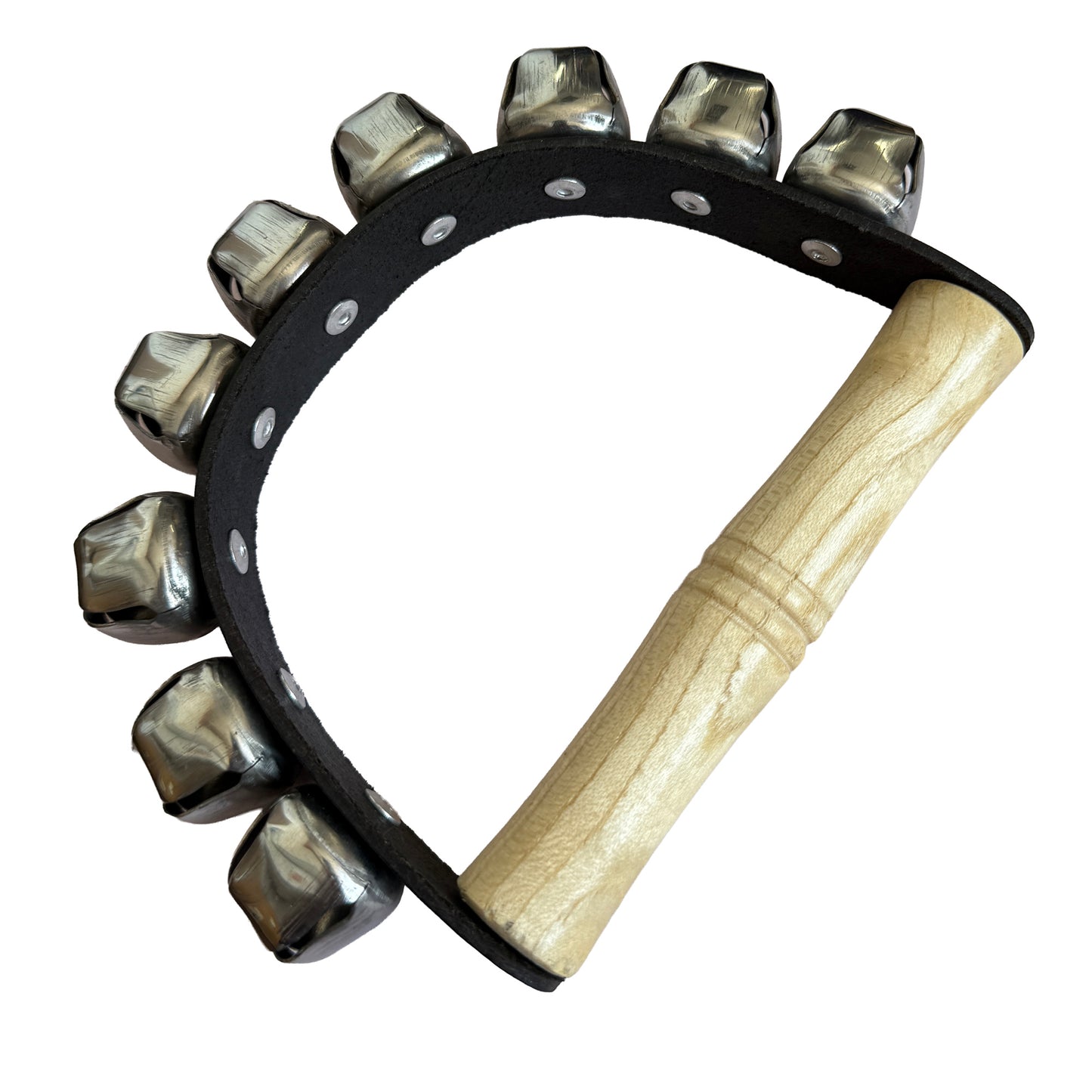 Sleigh Bells, 7-8 bells, leather, wood handle