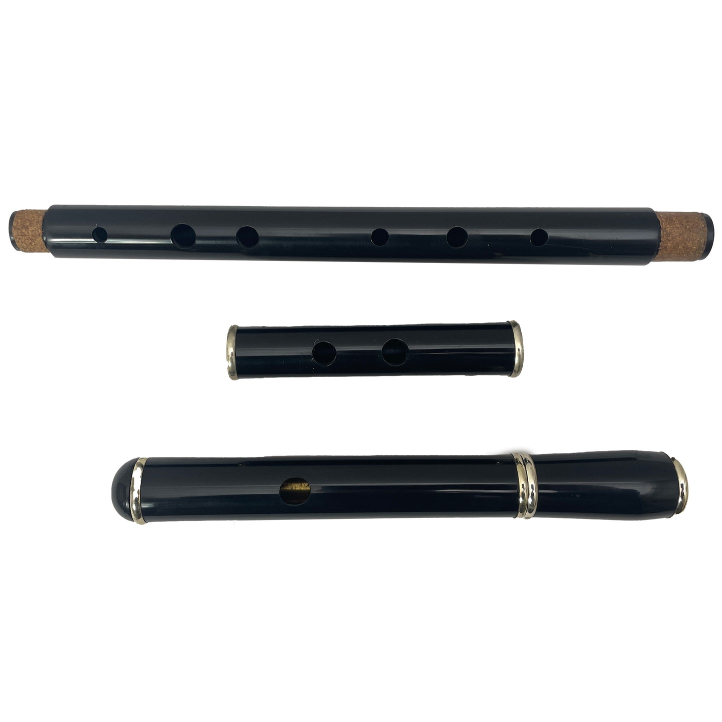 アイリッシュポリマーフルート、銀メッキのピラーとリング、真鍮のスライドヘッド