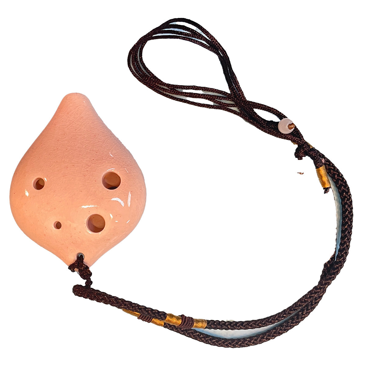 6-hole Ceramic Soprano Seedpod Ocarina in C Ocarinas Lark in the Morning Blush Pink Crackle
