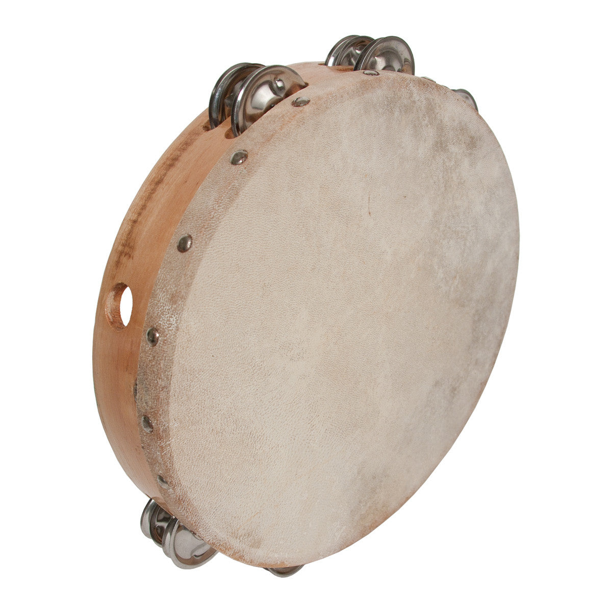 Tambourine, 10" Double Row Jingles Leather Skins Tambourines DOBANI