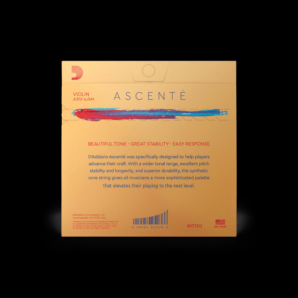 D'Addario Ascenté Violin Strings, Medium Set, 4/4