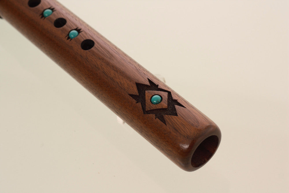 High Spirits Sparrow Hawk Walnut with Turquoise Native American Style Flute in A Native American Flutes High Spirits Flutes
