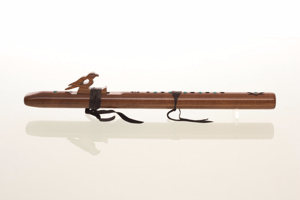 High Spirits Sparrow Hawk Walnut with Turquoise Native American Style Flute in A Native American Flutes High Spirits Flutes