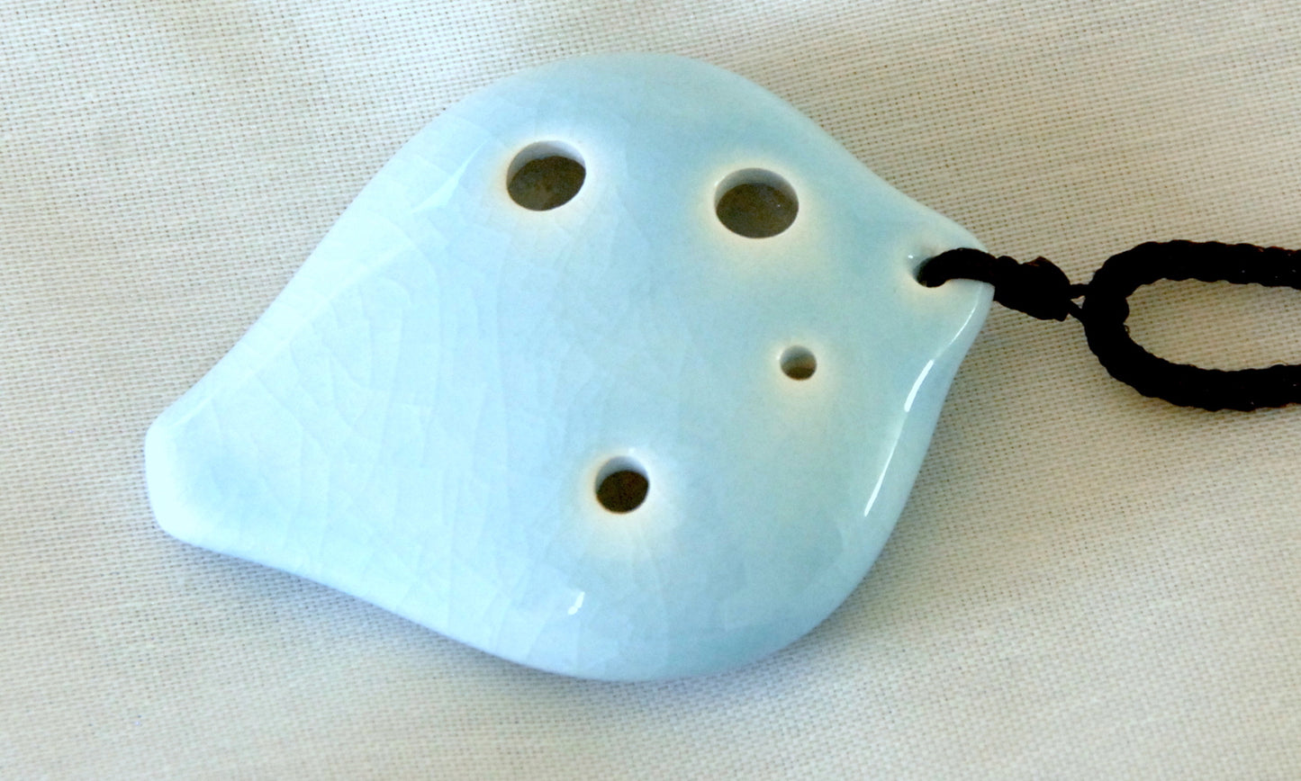 6-hole Ceramic Soprano Seedpod Ocarina in C Ocarinas Lark in the Morning Sky Blue Crackle