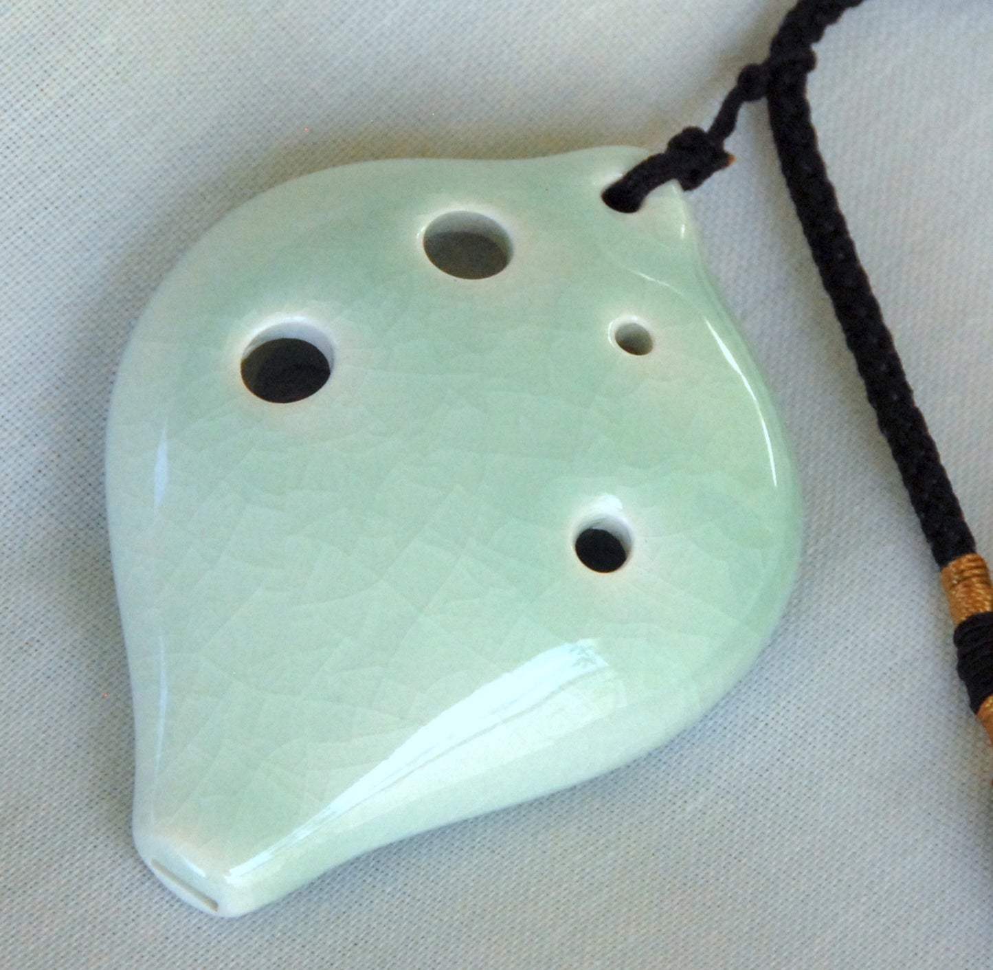 6-hole Ceramic Soprano Seedpod Ocarina in C Ocarinas Lark in the Morning Mint Green Crackle