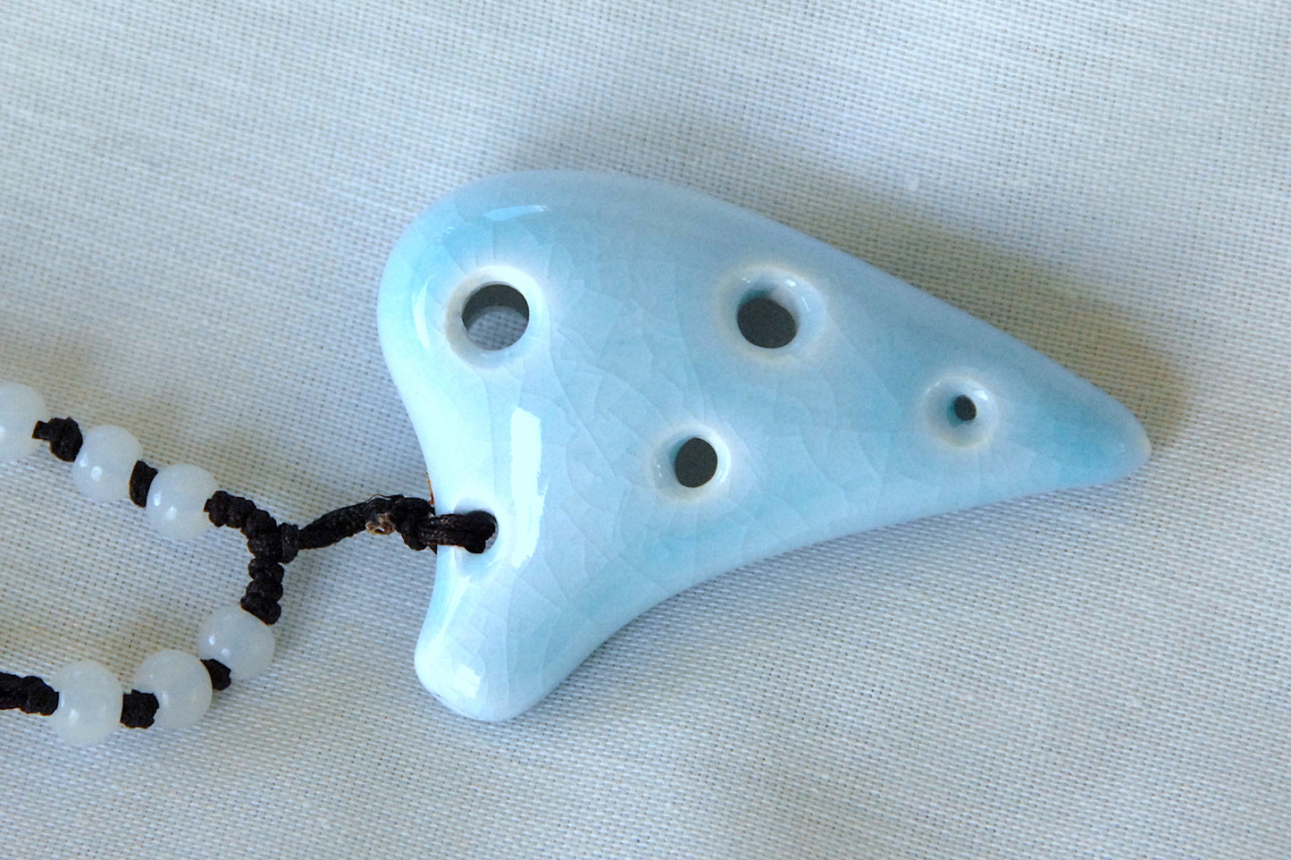 6-hole Ceramic Sopranino Mini Sweet Potato Ocarina in F Ocarinas Lark in the Morning Sky Blue Crackle