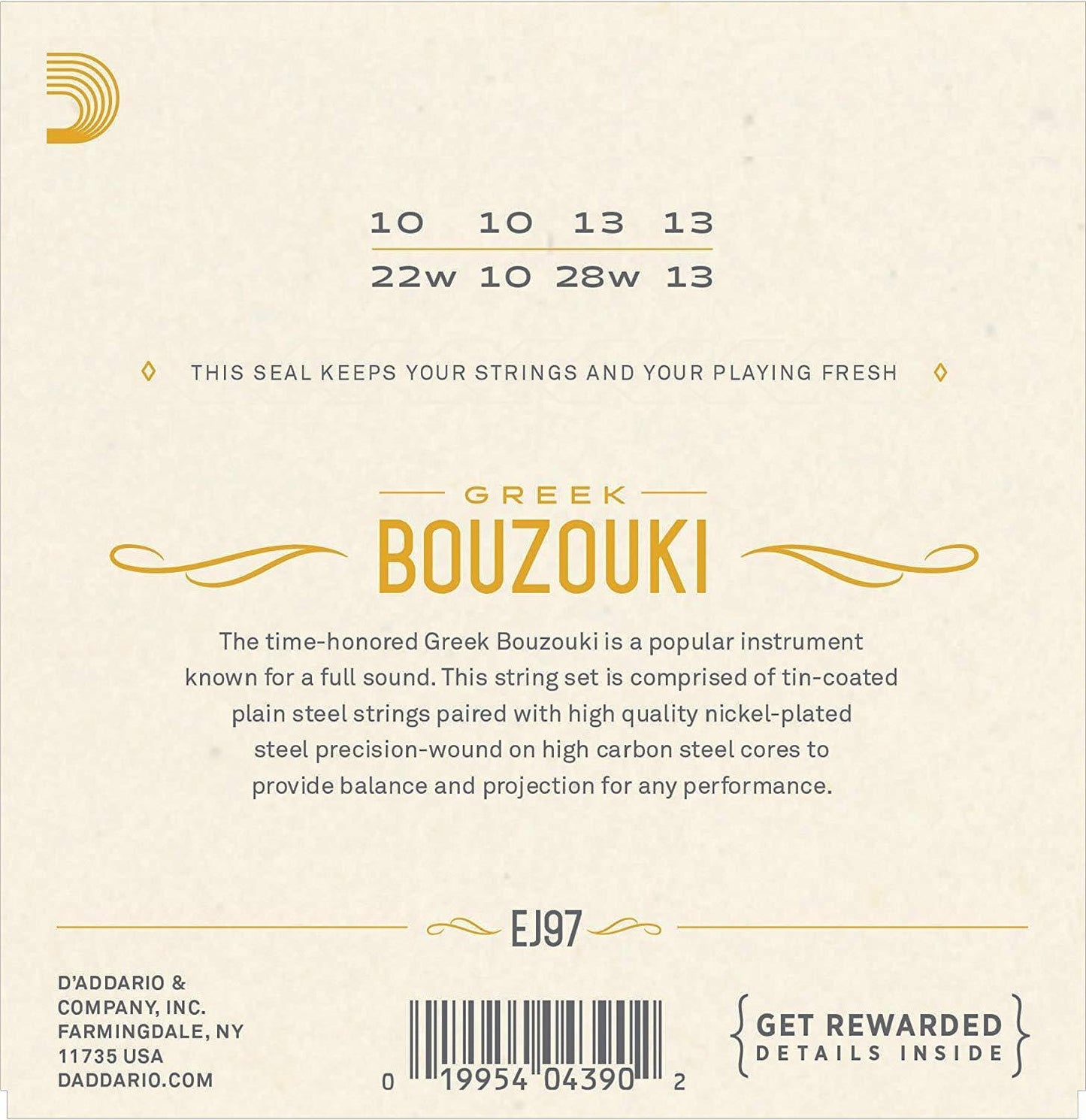 D'Addario 8-string Greek Bouzouki Strings EJ97 Accessories_Strings D'Addario