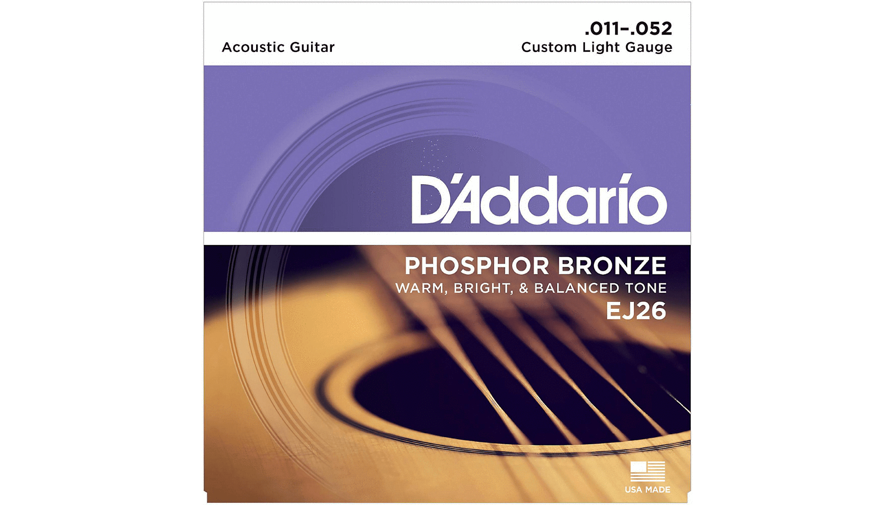 D'Addario Acoustic Guitar Custom Light Phosphor Bronze Strings EJ26 Accessories_Strings D'Addario