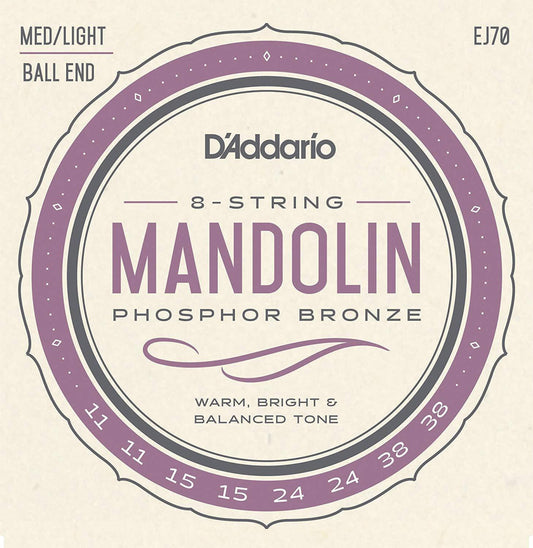 D'Addario Mandolin Ball End, Medium/Light Phosphor Bronze Strings EJ70 Accessories_Strings D'Addario