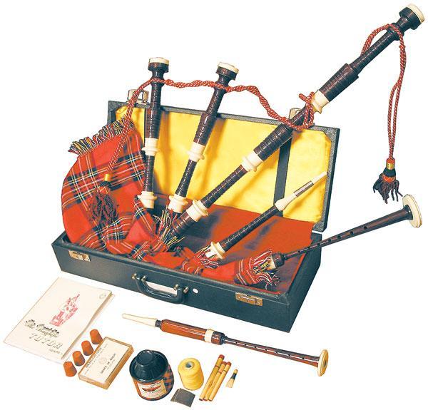 Highland Pipes Full Size Bagpipes Kit, Rosewood with Case, Instructions, and More Bagpipes Lark in the Morning
