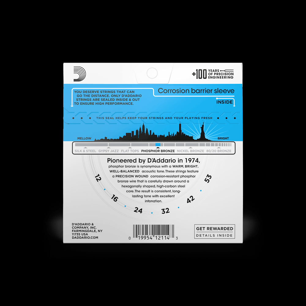 D'Addario Acoustic Guitar Phosphor Bronze Strings Light Gauge EJ16 Accessories_Strings D'Addario