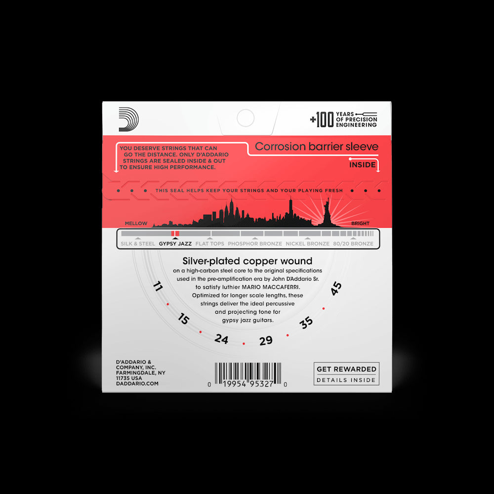D'Addario Gypsy Jazz Guitar Medium Silver Wound Strings EJ83M Accessories_Strings D'Addario