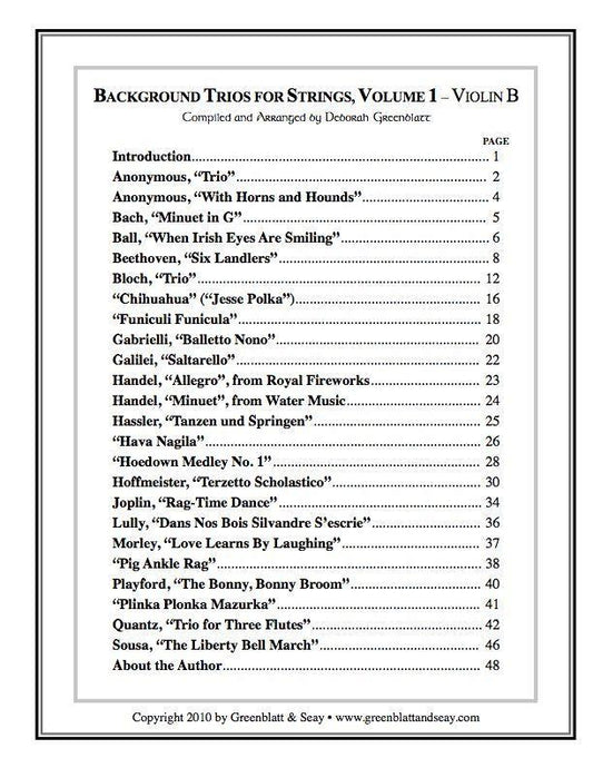 Background Trios for Strings Vol. 1 - Violin B Media Greenblatt & Seay