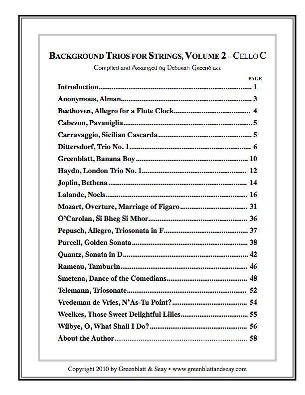 Background Trios for Strings Vol. 2 - Cello C Media Greenblatt & Seay
