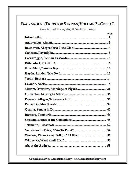 Background Trios for Strings Vol. 2 - Cello C Media Greenblatt & Seay