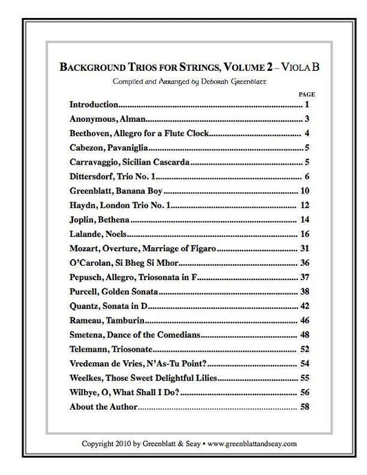 Background Trios for Strings Vol. 2 - Viola B Media Greenblatt & Seay