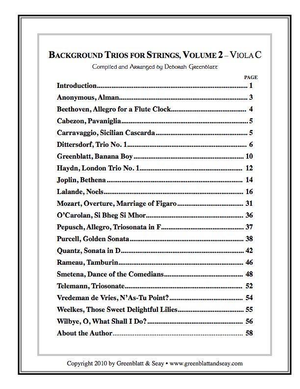 Background Trios for Strings Vol. 2 - Viola C Media Greenblatt & Seay