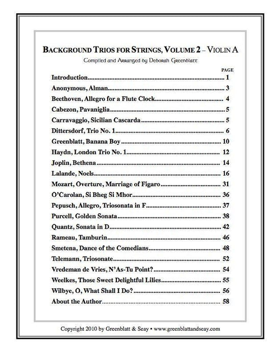 Background Trios for Strings Vol. 2 - Violin A Media Greenblatt & Seay