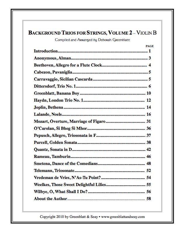 Background Trios for Strings Vol. 2 - Violin B Media Greenblatt & Seay