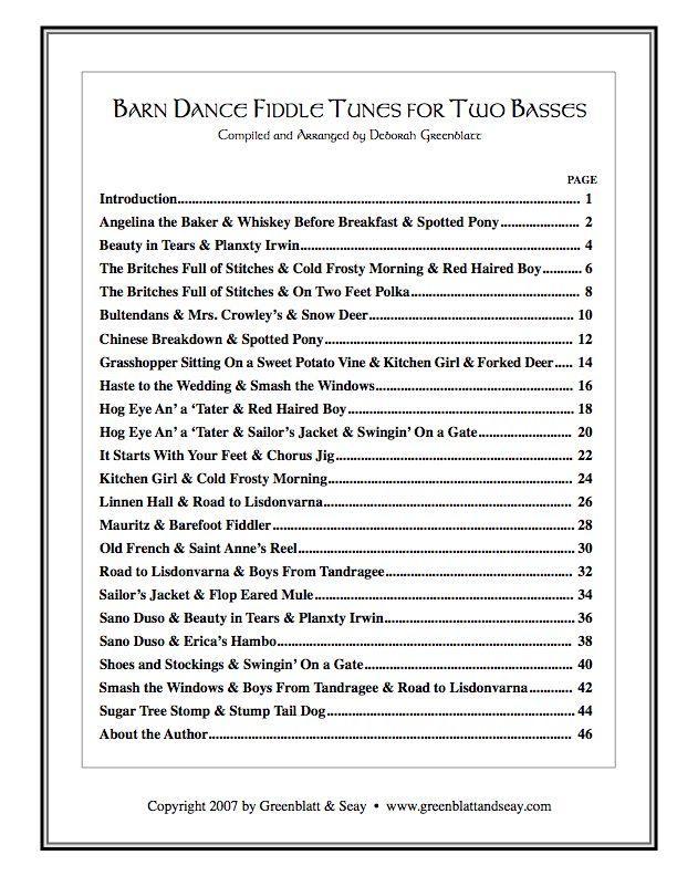 Barn Dance Fiddle Tunes for Two Basses Media Greenblatt & Seay