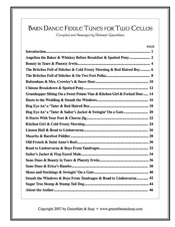 Barn Dance Fiddle Tunes for Two Cellos Media Greenblatt & Seay