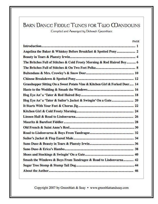 Barn Dance Fiddle Tunes for Two Mandolins Media Greenblatt & Seay