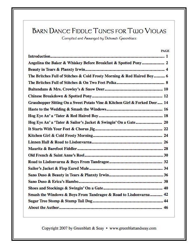 Barn Dance Fiddle Tunes for Two Violas Media Greenblatt & Seay