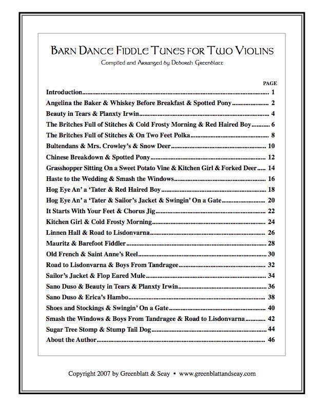 Barn Dance Fiddle Tunes for Two Violins Media Greenblatt & Seay