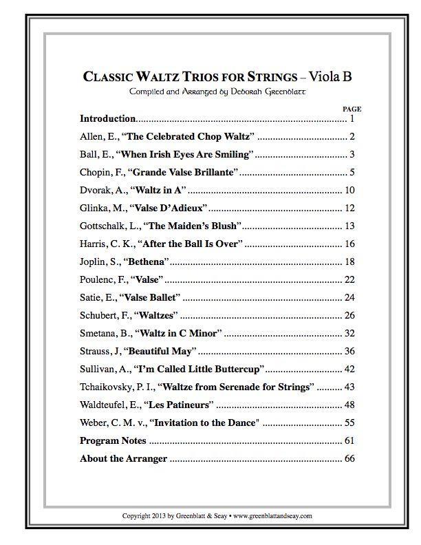 Classic Waltz Trios for Strings - Viola B Media Greenblatt & Seay