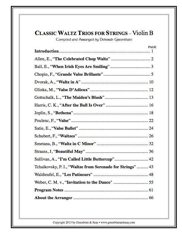Classic Waltz Trios for Strings - Violin B Media Greenblatt & Seay