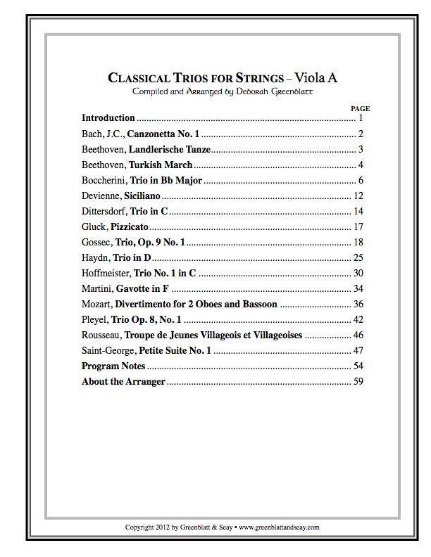 Classical Trios for Strings Viola A Media Greenblatt & Seay