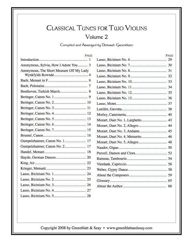 Classical Tunes for Two Violins, Volume 2 Media Greenblatt & Seay