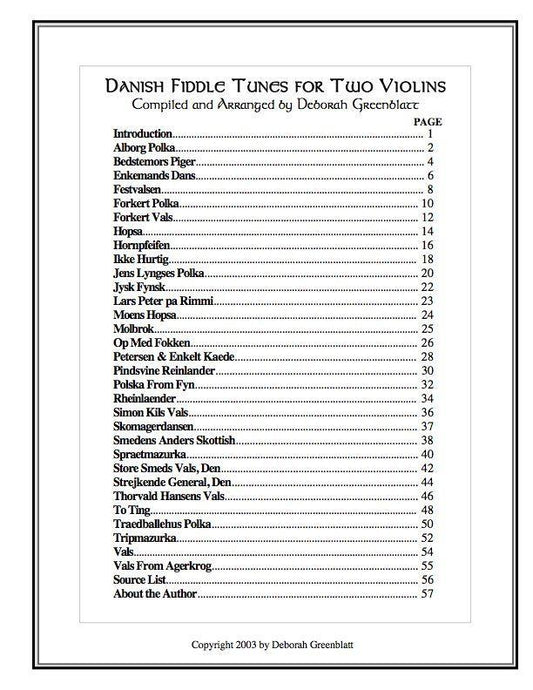 Danish Fiddle Tunes for Two Violins Media Greenblatt & Seay
