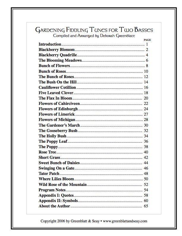 Gardening Fiddling Tunes for Two Basses Media Greenblatt & Seay