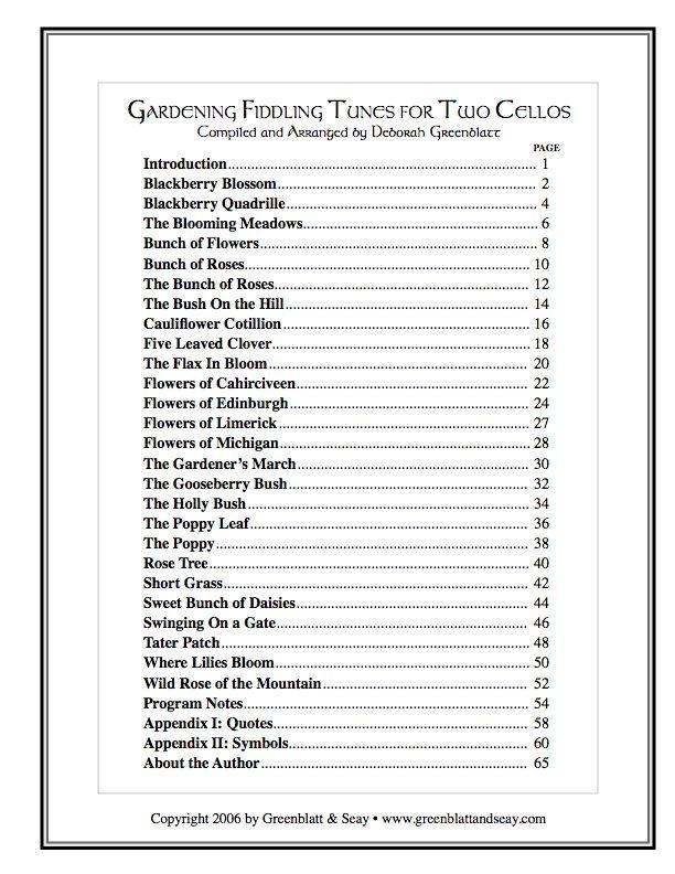 Gardening Fiddling Tunes for Two Cellos Media Greenblatt & Seay