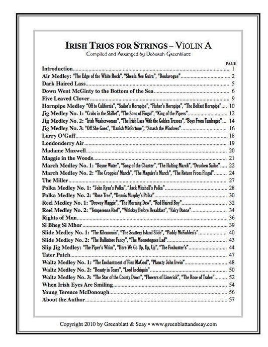 Irish Trios for Strings Violin A Media Greenblatt & Seay