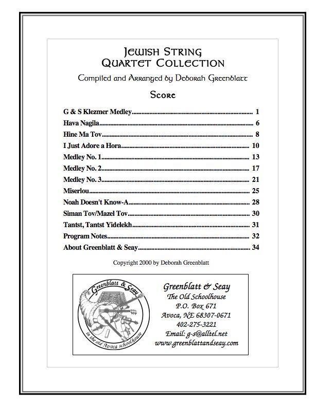 Jewish String Quartet Collection - Score Media Greenblatt & Seay
