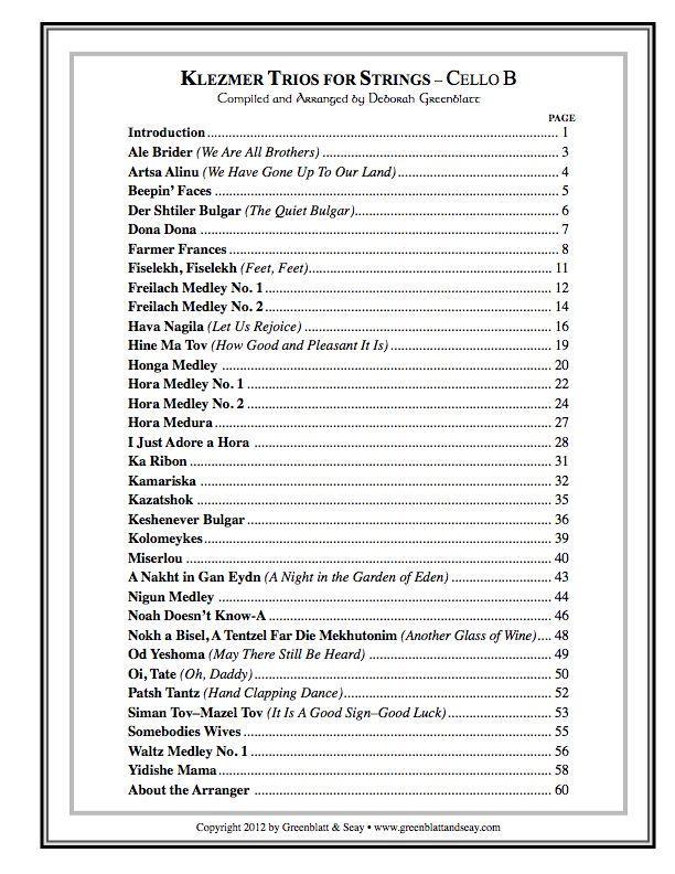 Klezmer Trios for Strings - Cello B Media Greenblatt & Seay