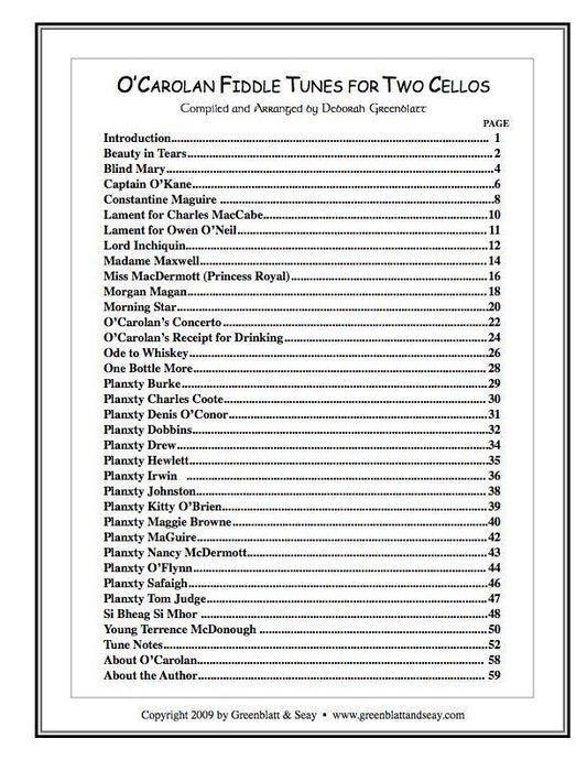 O'Carolan Fiddle Tunes for Two Cellos Media Greenblatt & Seay